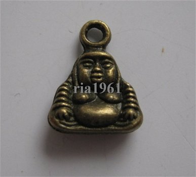 bedeltje/charm buddha:mini buddha brons - 13x10 mm - 1