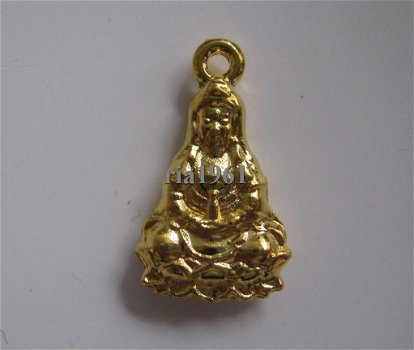 bedeltje/charm buddha:kwan-yin goud -17 mm - 1