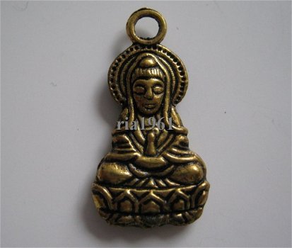 bedeltje/charm buddha:bodhissatva goud - 25 mm - 1