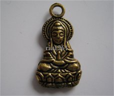 bedeltje/charm buddha:bodhissatva goud -  25 mm
