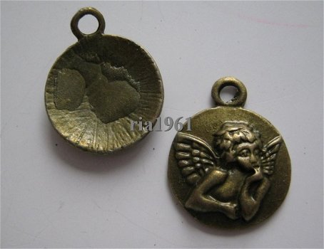 bedeltje/charm munt: muntje engel brons - 19x15 mm - 1