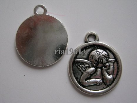 bedeltje/charm munten:muntje met engeltje 2 -22 mm - 1