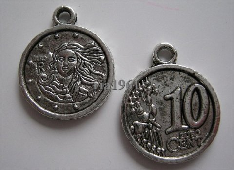 bedeltje/charm munten:muntje 0,10 € - 19 mm - 1