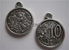 bedeltje/charm munten:muntje 0,10 € - 19 mm