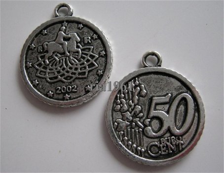 bedeltje/charm munten:muntje 0,50 € - 24 mm - 1