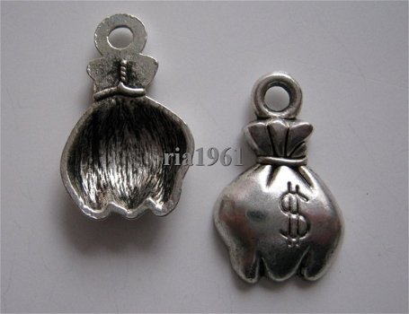 bedeltje/charm munten:geldzak - 19x12 mm - 1