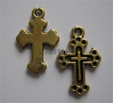 bedeltje/charm religie:kruisje 00 goud - 19x12 mm - 1