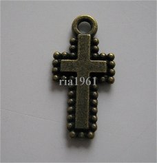 bedeltje/charm religie: kruisje 01 brons - 20x10 mm