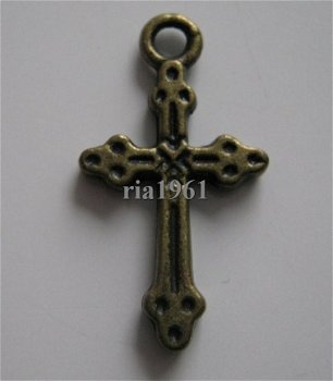 bedeltje/charm religie:kruisje 04 brons-21 mm - 1