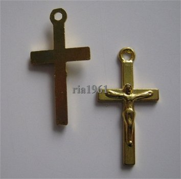 bedeltje/charm religie:kruisje 7 goud - 25x13 mm - 1