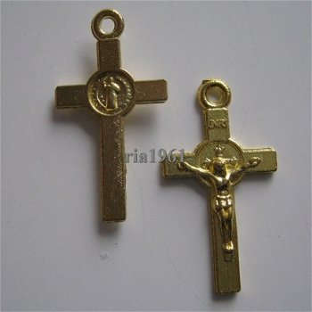 bedeltje/charm religie:kruisje 10 goud - 23x12 mm - 1