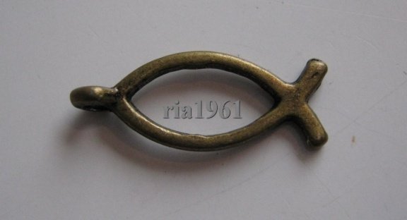 bedeltje/charm religie:ichtus visje brons - 20x8 mm - 1