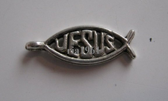 bedeltje/charm religie:ichtus visje jesus - 18 mm - 1