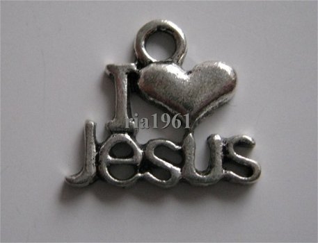bedeltje/charm religie:i love jesus - 14x13 mm - 1