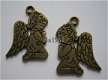 bedeltje/charm religie:biddend engelmeisje brons - 24x17 mm - 1 - Thumbnail