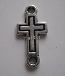 bedeltje/charm religie:connector kruisje - 23x11 mm