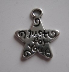 bedeltje/charm zon,maan,ster:ster 7 just for you -15x12 mm:10 v.0,75