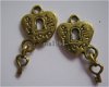 bedeltje/charm sleutel:slotje+sleutel goud - 23 x 12 mm - 1 - Thumbnail