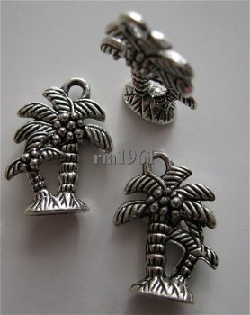 bedeltje/charm strand:palmboom dubbel - 18x14 mm - 1