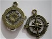 bedeltje/charm zee:kompas brons - 30x25 mm - 1 - Thumbnail