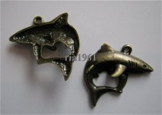 bedeltje/charm zee :haai brons - 24x23 mm