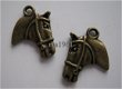 bedeltje/charm dieren:paardenhoofd brons - 21x18 mm - 1 - Thumbnail