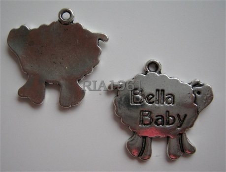 bedeltje/charm dieren: schaap bella - 25x23 mm - 1