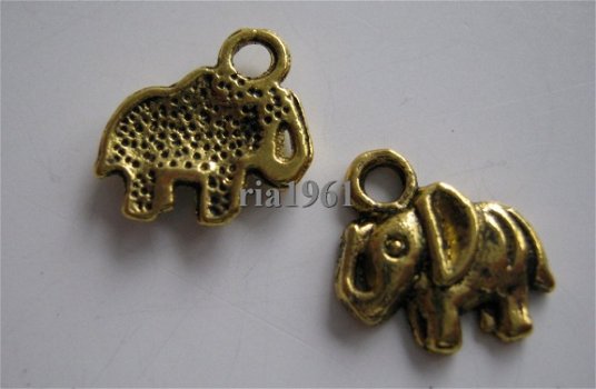 bedeltje/charm : olifantje goud - 12x12 mm (nog 13 st.!) - 0
