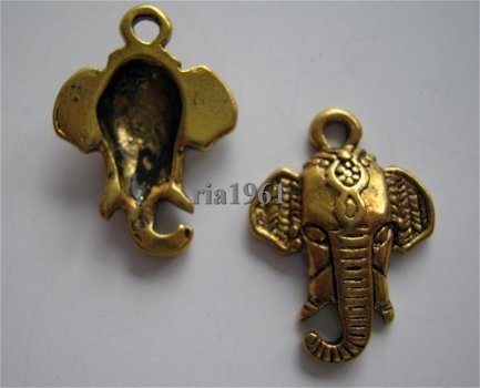 bedeltje/charm dieren:olifant goud - 22x16 mm - 1