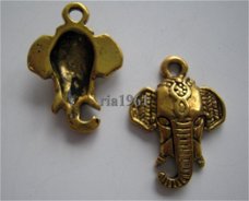 bedeltje/charm dieren:olifant  goud - 22x16 mm