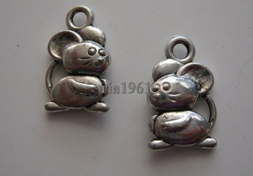 bedeltje/charm dieren: muisje 2 - 15 mm - 1