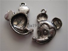 bedeltje/charm dieren:mickey mouse - 23 x 22 mm (ZWAAR)