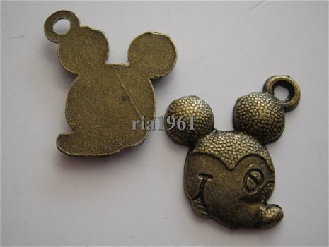 bedeltje/charm dieren: mickey mouse 3 brons - 22x17 mm - 1