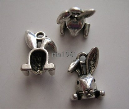 bedeltje/charm dieren:haasje - 15x10 mm - 1