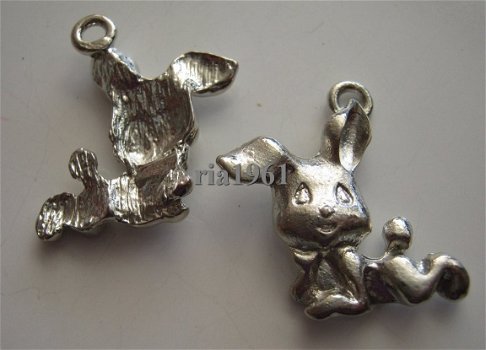 bedeltje/charm dieren:haas - 25x22 mm - 1