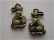 bedeltje/charm dieren: paashaas brons - 17x10 mm - 1 - Thumbnail