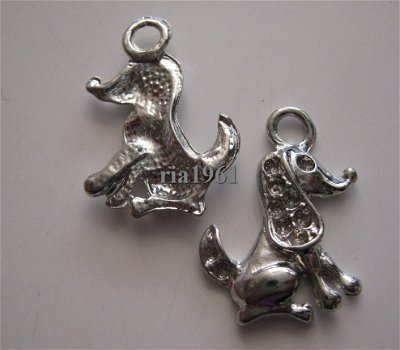 bedeltje/charm dieren:hondje 2 - 23x18 mm - 1