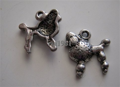 bedeltje/charm dieren: poedel 3 - 15x14 mm - 1