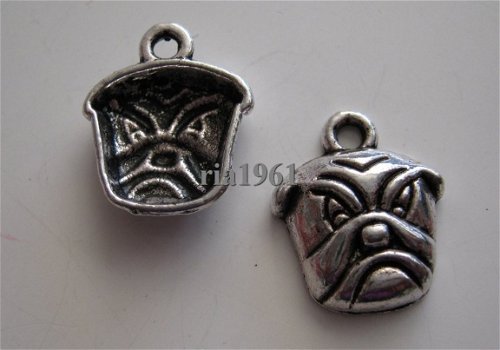 bedeltje/charm dieren:hondenkop - 17x14 mm - 1