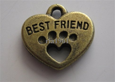 bedeltje/charm dieren : dog's best friend brons - 15x15 mm - 1