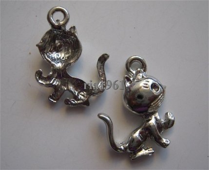 bedeltje/charm dieren:poesje 3 - 20x15 mm - 1