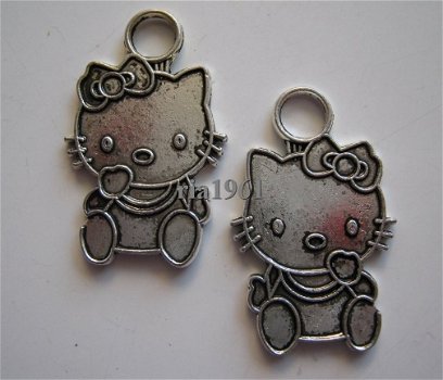 bedeltje/charm dieren:hello kitty (plat) - 27x17 mm - 1