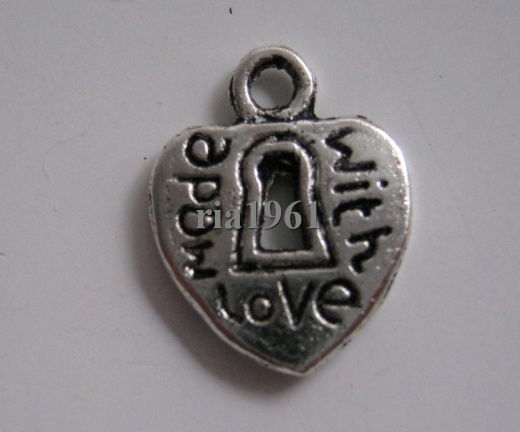 bedeltje/charm sleutel:slotje made with love -12x10 mm - nr. 1