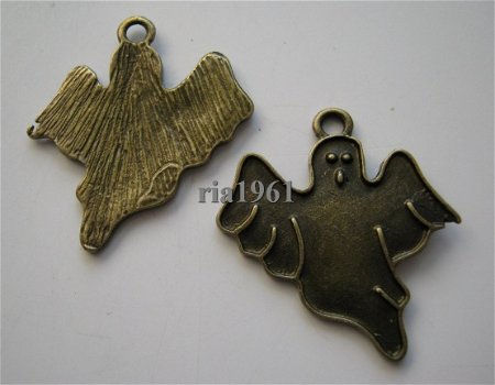 bedeltje/charm sprookjes:spookje plat brons - 26x24 mm - 1