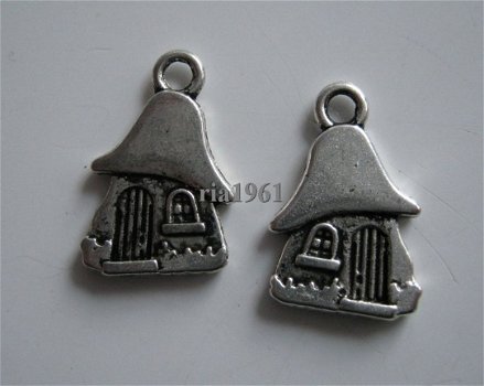 bedeltje/charm sprookjes:paddestoelhuisje - 15 x 10 mm - 1