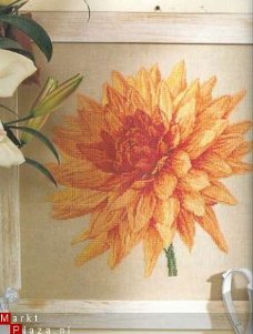 borduurpatroon 2991 schilderij met dahlia