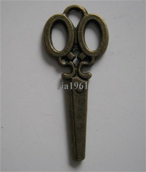 bedeltje/charm handwerken: schaar 03 brons - 34x14 mm - 1