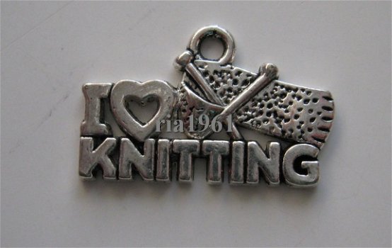 bedeltje/charm handwerken: i love knitting - 25x13 mm - 1