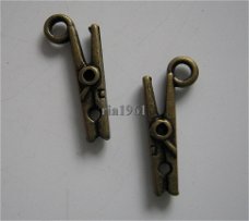 bedeltje/charm handwerken: knijper brons  - 19x8 mm:10 v.0,75