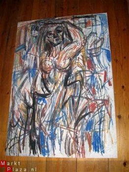 Naakt in abstrakte pastel - Jelle Hoogstra '94 - 1